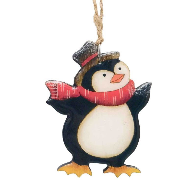 Penguin Hanging Decoration Black & Red 8cm image number 0